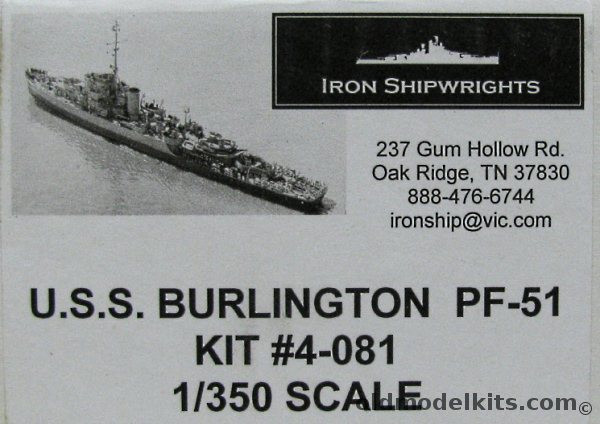 Iron Shipwrights 1/350 USS Burlington PF-51 (US Tacoma Class Patrol Frigate 1944), 4-081 plastic model kit